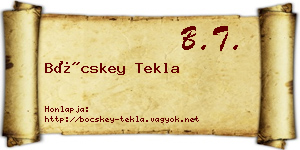 Böcskey Tekla névjegykártya